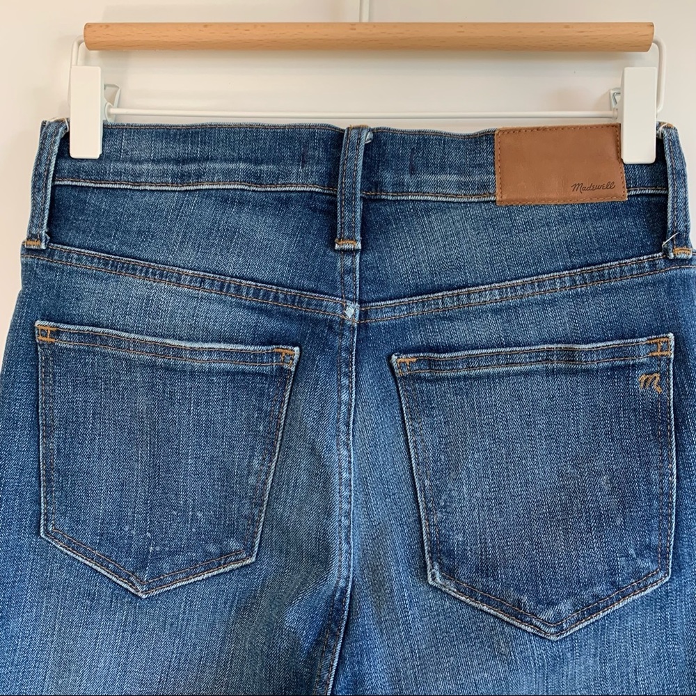 Madewell 10" High Rise Skinny Dark Blue Distressed Cut Off Denim Jean Pants 26